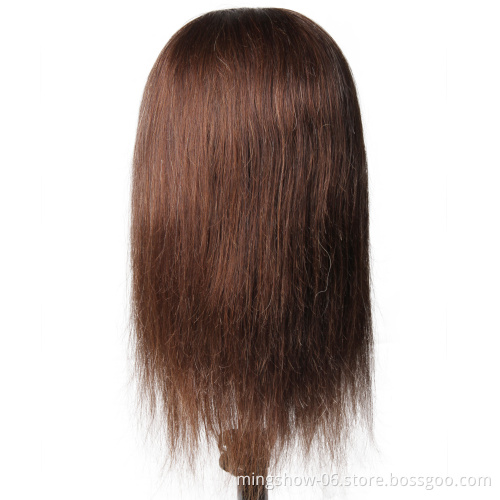 100% real human hair head dolls for hairdressers 16'' brown training head professional Mannequin can be curled